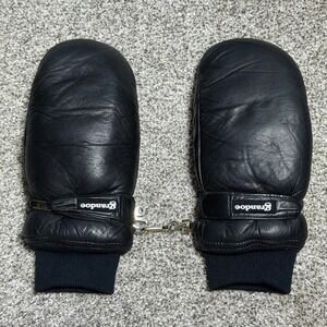 Grandoe Women M Leather Ski Mittens Snow Black Winter Insulated Clip EUC